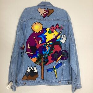 Vintage NOS Silkscapes Denim Jacket Silk Appliqués NWT M